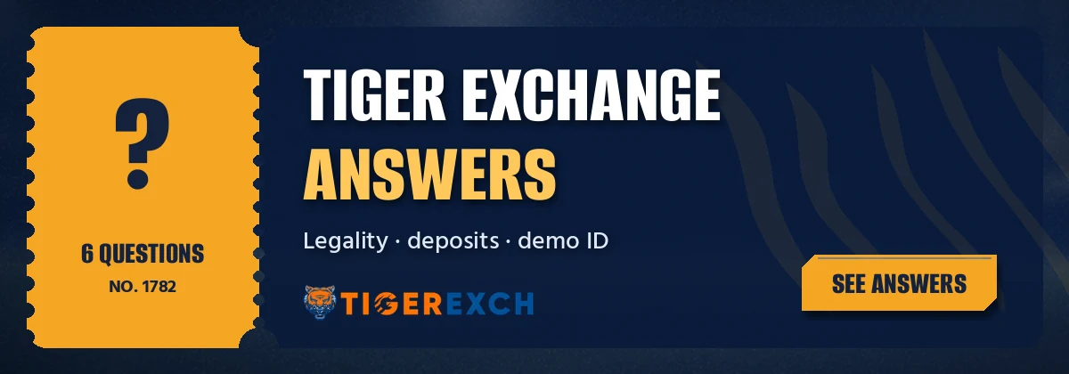 Tiger Exchange question ticket covering legality, deposits and the demo ID