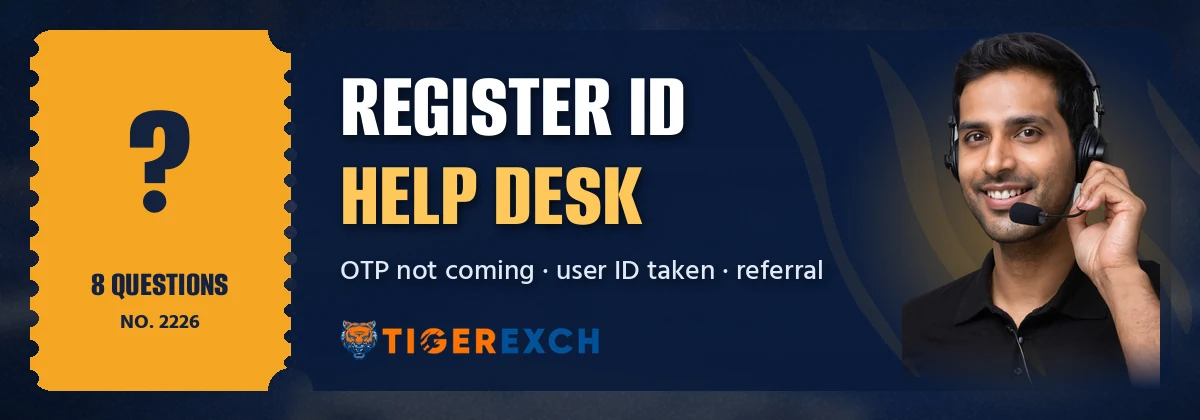 Ticket-style Tiger Exchange registration questions banner with a support host
